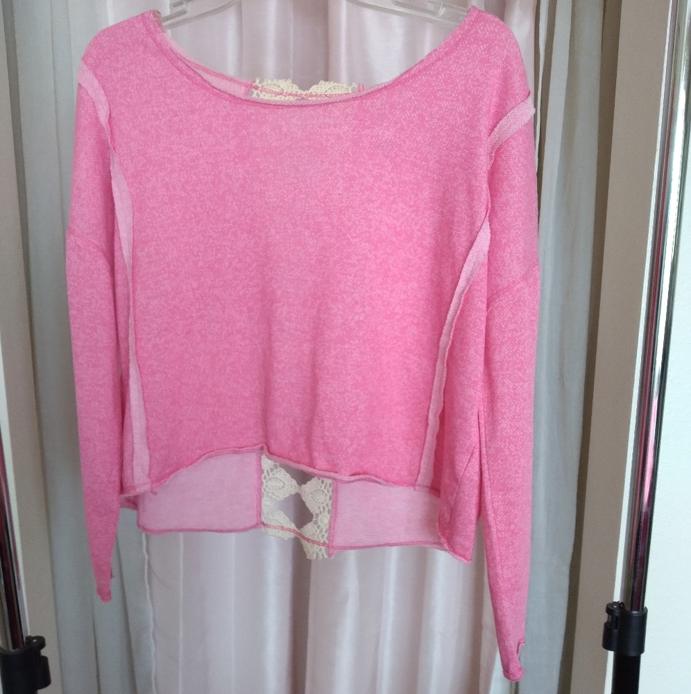 Distressed pink sweatshirt